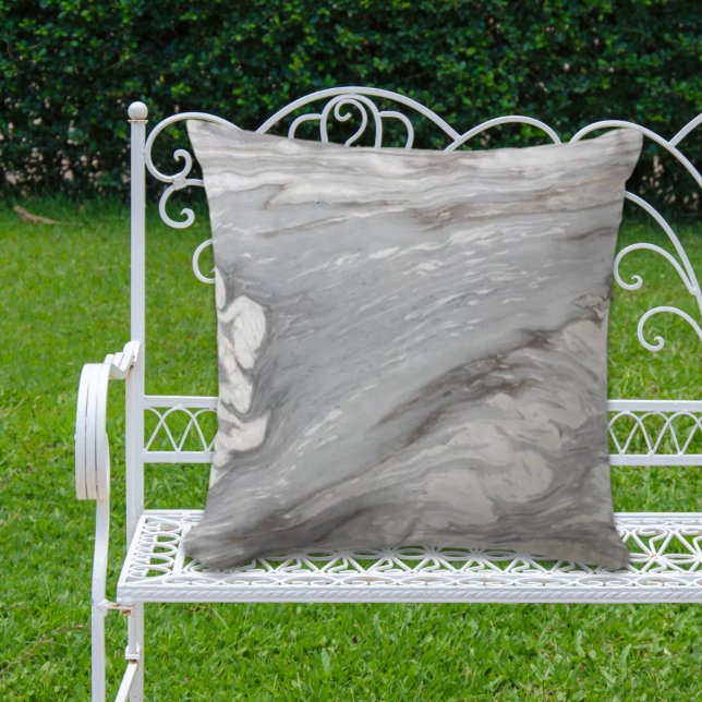 modern chic simple minimalist white grey marble outdoor pillow (modern chic simple minimalist white grey marble outdoor pillow)