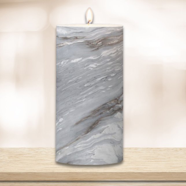 modern chic simple minimalist white grey marble pillar candle (modern chic simple minimalist white grey marble pillar candle)