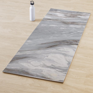 modern chic simple minimalist white grey marble yoga mat