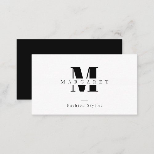 Modern Chic Simple Monogram Freelance Professional Business Card