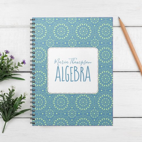 Modern Chic Simple Student Subject Green Teal Notebook