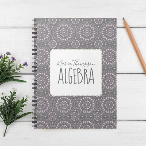 Modern Chic Simple Student Subject Lite Pink Grey Notebook