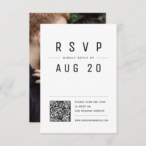 Modern Chic Simple Typography QR code Wedding RSVP Card