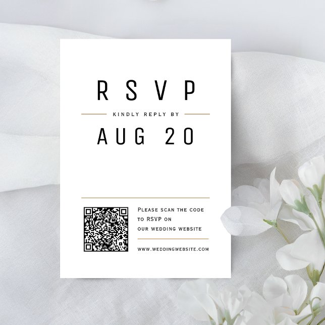 Modern Chic Simple Typography QR code Wedding RSVP Card (Modern Chic Simple Typography QR code Wedding RSVP Card)