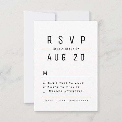 Modern Chic Simple Typography Wedding RSVP