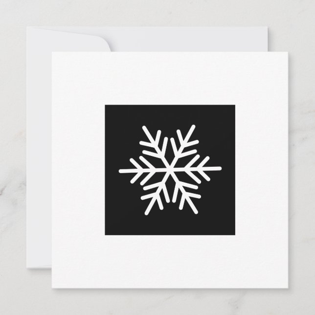 Modern Chic Snowflake On Black White Border Holiday Card (Front)