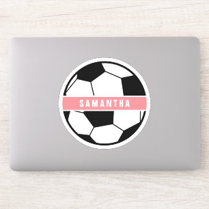 Modern Chic Soccer Ball Girly Pink Sports Monogram Sticker