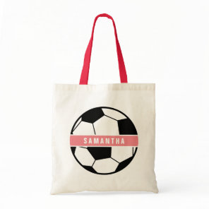 Modern Chic Soccer Ball Girly Pink Sports Monogram Tote Bag