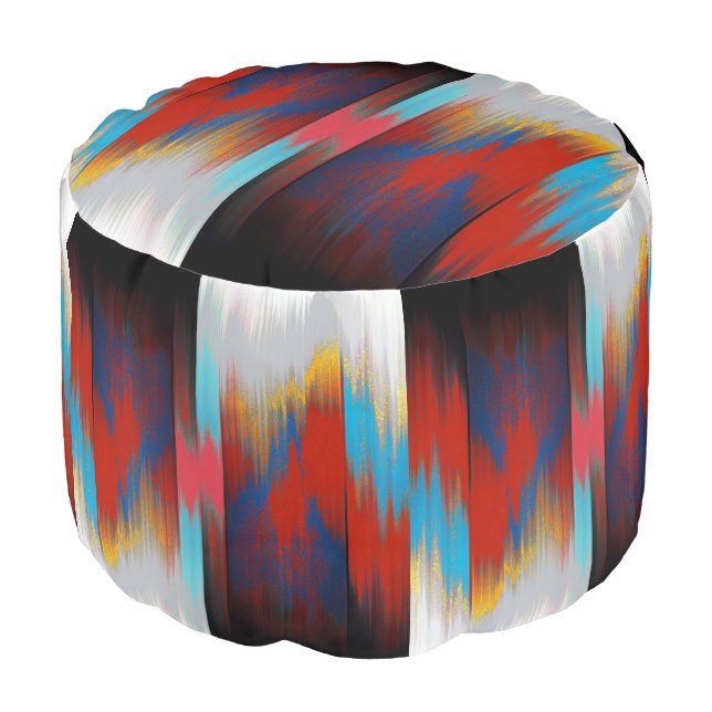 Modern Chic Southwestern Fading Color Pattern Pouf (Angled Front)