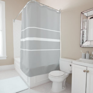 Modern Chic Sporty Light Gray White Racing Stripes Shower Curtain