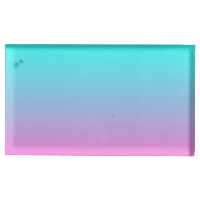 modern chic spring pink turquoise ombre wedding table card holder (Front)