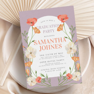 Modern Chic Spring Wildflowers Graduation Party Invitation