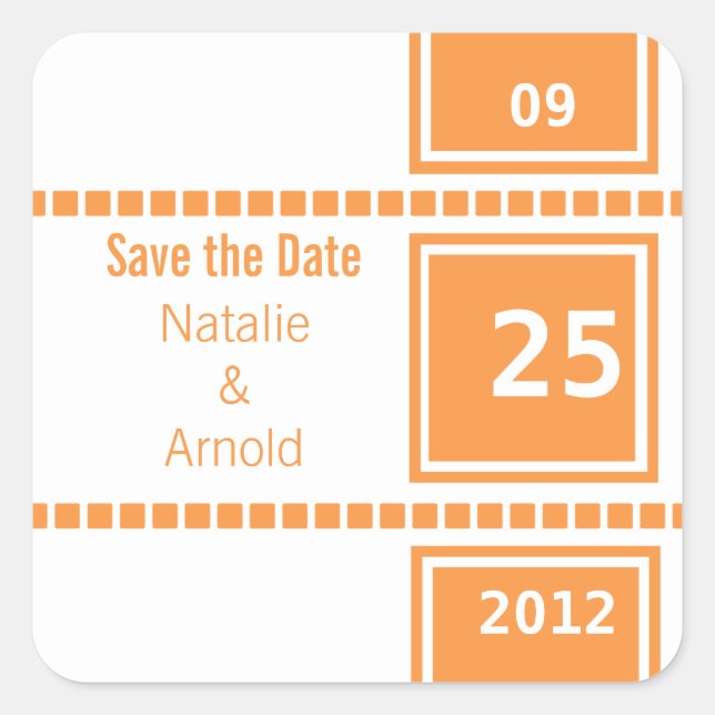 Modern Chic Squares Save the Date Stickers (Front)