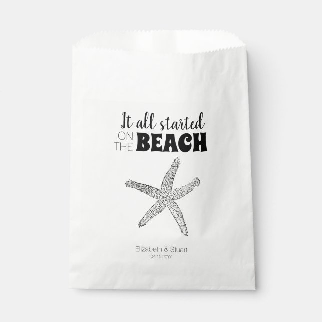 Modern Chic Starfish Beach Wedding Treat Favor Bag (Front)