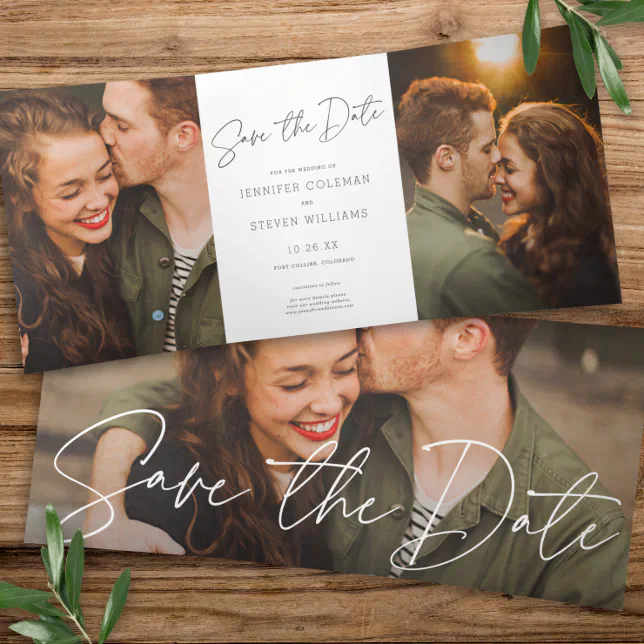 Modern Chic Statement Save The Date Photo Card | Zazzle