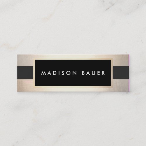 Modern Chic Striped Black and FAUX Gold Foil 2 Mini Business Card