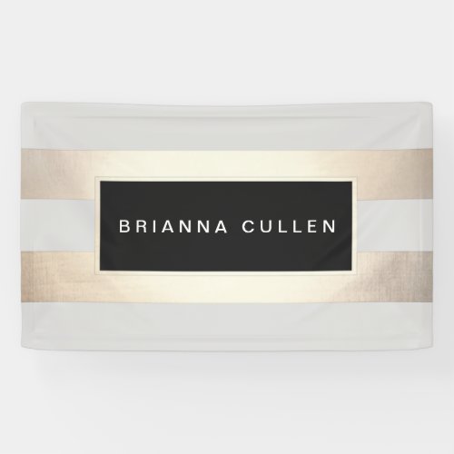 Modern Chic Striped FAUX Gold Foil and Black Banner