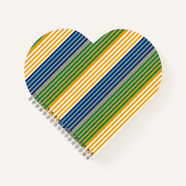 Modern Chic Striped Heart Shape  Notebook (Front)