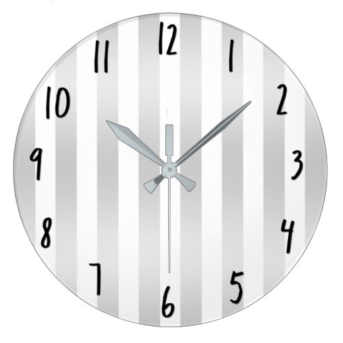 Modern Chic Stripes Grey Satin Chic Decorative Large Clock