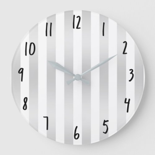 Modern Chic Stripes Grey Satin Chic Decorative Large Clock