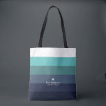 Modern Chic Stripes With Monogram Tote Bag<br><div class="desc">Colorful trendy striped pattern - featuring harmonious colors in shades of blue. Personalize with your name or monogram. If you need it in different colors please click on the contact button under the product description, I'm happy to help. You can choose this tote bag's shoulder style and bag size. Feel...</div>
