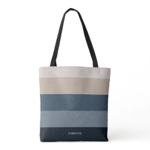 Modern Chic Stripes with Monogram Tote Bag