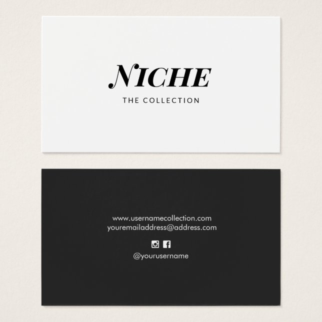 Modern Chic Stylish Black White Typography (Front & Back)