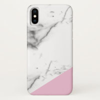 Modern Chic Stylish Elegant Pink White Grey Marble iPhone X Case