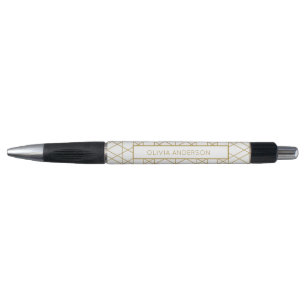 Modern, Chic & Stylish Gold Geometric with Name Pen