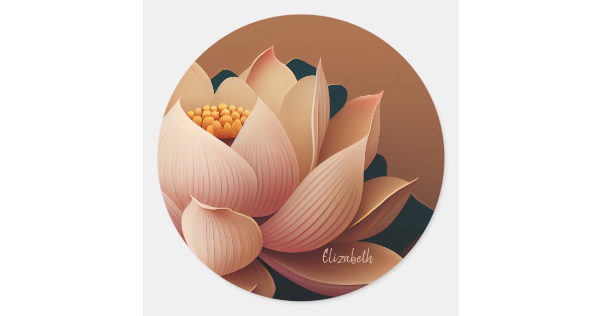 Modern Chic Stylish Lotus Classic Round Sticker | Zazzle