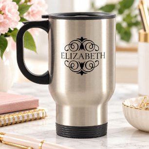 Modern Chic Stylish Monogram Travel Mug