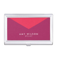 Modern Chic Stylist Color Block Pink Purple Case For Business Cards