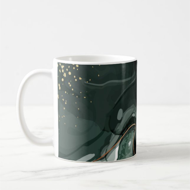 modern chic teal green gold agate marble coffee mug (Left)