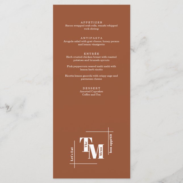 Modern Chic Terracotta Boho Wedding Thank You Note Menu (Front)
