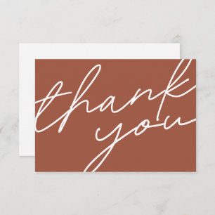 Modern Chic Terracotta Calligraphy Script Wedding Thank You Card