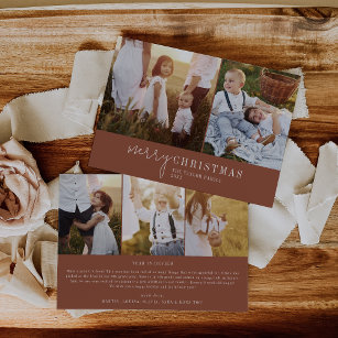 Modern Chic Terracotta Collage Christmas News Holiday Card