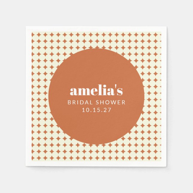 Modern Chic Terracotta Dots Bridal Shower Custom Napkins (Front)