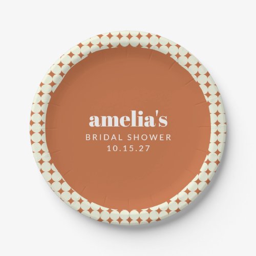 Modern Chic Terracotta Dots Bridal Shower Custom Paper Plates
