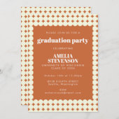 Modern Chic Terracotta Dots Graduation Party Invitation (Front/Back)