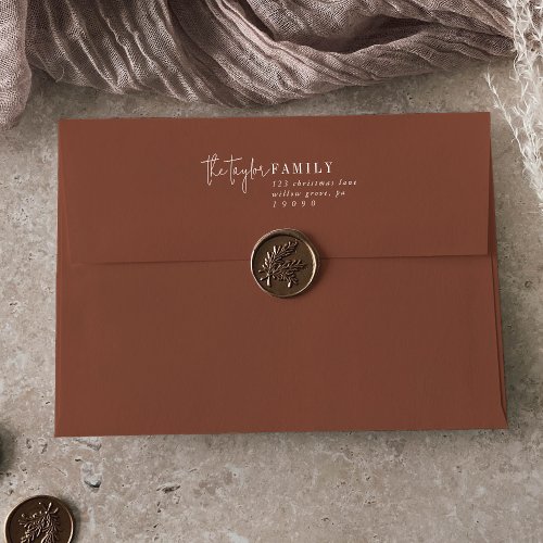 Modern Chic Terracotta Family Christmas Card Envelope