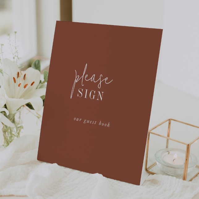 Modern Chic Terracotta Guest Book Wedding Sign (Creator Uploaded)