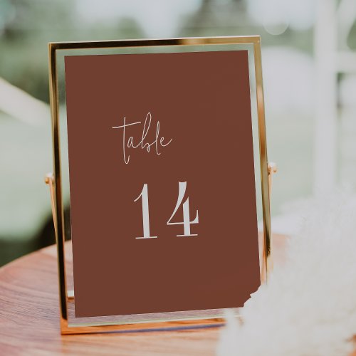 Modern Chic Terracotta Rust 5x7 Table Numbers