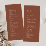 Modern Chic Terracotta Rust Flat Wedding Program<br><div class="desc">This minimalist chic terracotta rust flat wedding program is perfect for a simple wedding. The desert boho design features rustic unique and stylish bohemian typography in an earthy burnt orange rust color. Include the name of the bride and groom, the wedding date and location, thank you message, order of service,...</div>