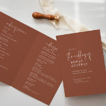Modern Chic Terracotta Rust Folded Wedding Program<br><div class="desc">This modern chic terracotta rust folded wedding program is perfect for a simple wedding. The desert boho design features rustic unique and stylish bohemian typography in an earthy burnt orange rust color.</div>