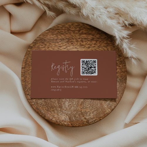 Modern Chic Terracotta Rust Gift Registry Enclosure Card