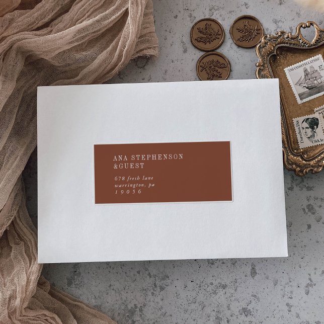 Modern Chic Terracotta Rust Guest Address Labels (Creator Uploaded)