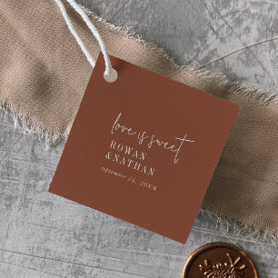 Modern Chic Terracotta Rust Love is Sweet Wedding Favor Tags