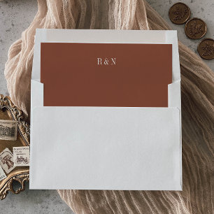 Modern Chic Terracotta Rust Monogram Wedding Envelope Liner