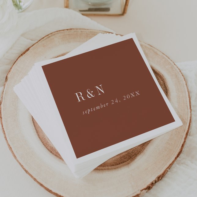 Modern Chic Terracotta Rust Monogram Wedding Napkins (Creator Uploaded)
