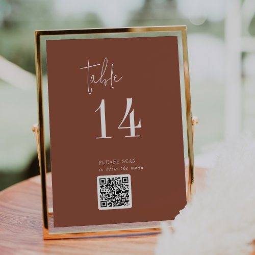 Modern Chic Terracotta Rust QR Code Table Number